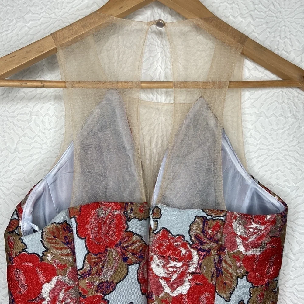 Topshop Women’s Metallic Floral Print Sleeveless Mini Dress Size 4 NWT - Picture 7 of 14